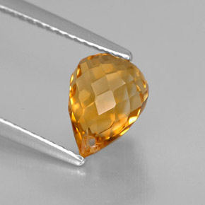 1.96캐럿 천연 골든 옐로우 시트린, 브리올레트, 8.4×6.3 mm, VVS-VS
