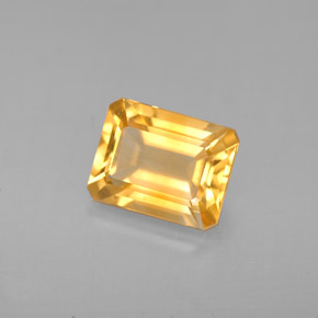 2.22캐럿 천연 골든 옐로우 시트린, 에메랄드 컷, 9×6.9 mm, VVS-VS