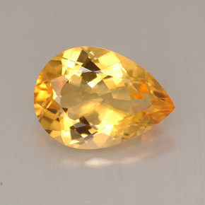 4.53캐럿 천연 옐로우 오렌지 시트린, 배 모양, 14×10.1 mm, VVS