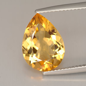 4.53캐럿 천연 옐로우 오렌지 시트린, 배 모양, 14×10.1 mm, VVS