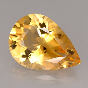 3.95캐럿 천연 옐로우 오렌지 시트린, 배 모양, 14×9.9 mm, VVS
