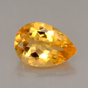 3.75캐럿 천연 골든 옐로우 시트린, 배 모양, 13×9.1 mm, VVS-VS