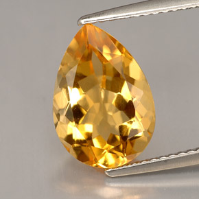 3.75캐럿 천연 골든 옐로우 시트린, 배 모양, 13×9.1 mm, VVS-VS