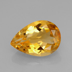 3.90캐럿 천연 골든 옐로우 시트린, 배 모양, 12.9×9.1 mm, VVS