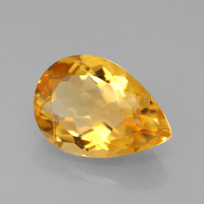 3.90캐럿 천연 골든 옐로우 시트린, 배 모양, 12.9×9.1 mm, VVS