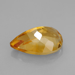 3.90캐럿 천연 골든 옐로우 시트린, 배 모양, 12.9×9.1 mm, VVS