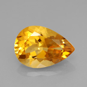 3.40캐럿 천연 골든 옐로우 시트린, 배 모양, 12.8×9 mm, VVS