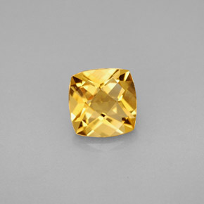 1.41캐럿 천연 골든 옐로우 시트린, 쿠션 컷, 7.1×7 mm, VVS-VS