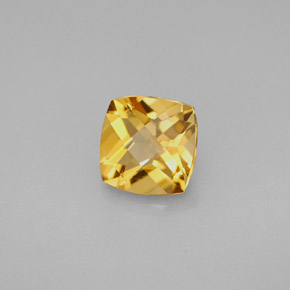 1.41캐럿 천연 골든 옐로우 시트린, 쿠션 컷, 7.1×7 mm, VVS-VS