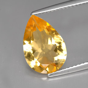 3.00캐럿 천연 골든 오렌지 시트린, 배 모양, 13×9.1 mm, VVS