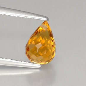 1.47캐럿 천연 옐로우 오렌지 시트린, 브리올레트, 8.1×5.6 mm, VS