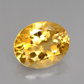 4.18캐럿 천연 골든 옐로우 시트린, 타원형 컷, 12.1×10.4 mm, VVS