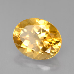4.18캐럿 천연 골든 옐로우 시트린, 타원형 컷, 12.1×10.4 mm, VVS