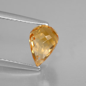 1.51캐럿 천연 골든 오렌지 시트린, 브리올레트, 8.3×5.6 mm, VVS