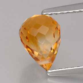 1.56캐럿 천연 골든 오렌지 시트린, 브리올레트, 7.8×5.8 mm, VVS