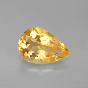 2.74캐럿 천연 골든 옐로우 시트린, 배 모양, 11.6×8 mm, VVS