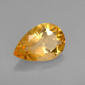2.59캐럿 천연 골든 옐로우 시트린, 배 모양, 11.9×8.1 mm, VVS-VS