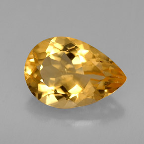 3.71캐럿 천연 골든 옐로우 시트린, 배 모양, 12.8×8.9 mm, VVS-VS