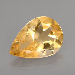 3.40캐럿 천연 골든 옐로우 시트린, 배 모양, 12.8×9.1 mm, VVS