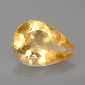 3.40캐럿 천연 골든 옐로우 시트린, 배 모양, 12.8×9.1 mm, VVS