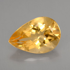 3.24캐럿 천연 골든 옐로우 시트린, 배 모양, 12.6×8.7 mm, VVS