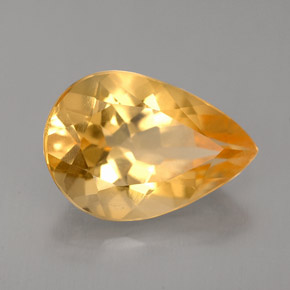 3.24캐럿 천연 골든 옐로우 시트린, 배 모양, 12.6×8.7 mm, VVS