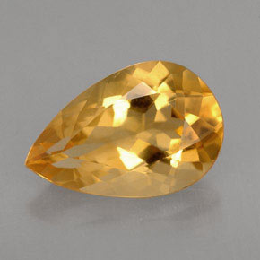 2.52캐럿 천연 골든 옐로우 시트린, 배 모양, 11.8×7.8 mm, VS