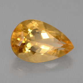 2.52캐럿 천연 골든 옐로우 시트린, 배 모양, 11.8×7.8 mm, VS