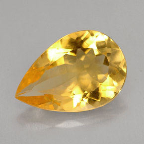 2.31캐럿 천연 골든 옐로우 시트린, 배 모양, 11.9×8.1 mm, VVS