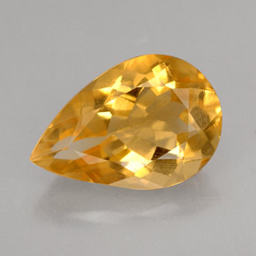 2.53캐럿 천연 골든 옐로우 시트린, 배 모양, 12×8 mm, VVS