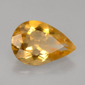 2.53캐럿 천연 골든 옐로우 시트린, 배 모양, 12×8 mm, VVS