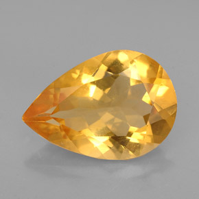 3.05캐럿 천연 골든 옐로우 시트린, 배 모양, 13×9.1 mm, VVS
