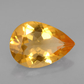 3.05캐럿 천연 골든 옐로우 시트린, 배 모양, 13×9.1 mm, VVS