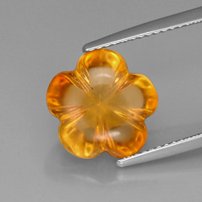 5.39캐럿 천연 골든 옐로우 시트린, 플라워 컷, 12.2×11.6 mm, 투명한