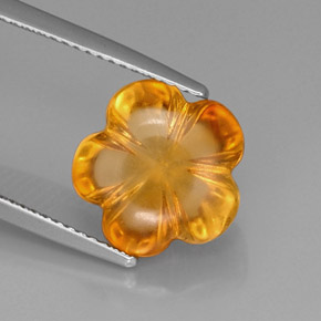 5.39캐럿 천연 골든 옐로우 시트린, 플라워 컷, 12.2×11.6 mm, 투명한