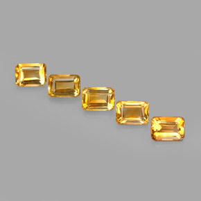 캐럿 천연 골든 옐로우 시트린 보석, 에메랄드 컷, 7.1×5.1 mm, VVS-VS