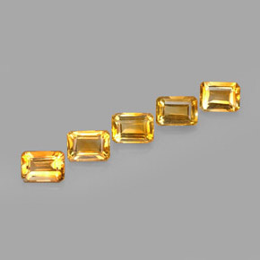 캐럿 천연 골든 옐로우 시트린 보석, 에메랄드 컷, 7.1×5.1 mm, VVS-VS