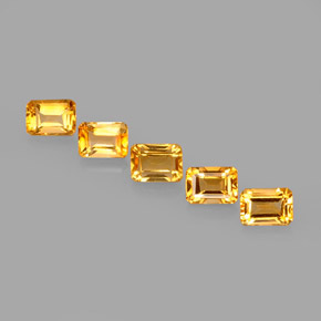 캐럿 천연 골든 옐로우 시트린 보석, 에메랄드 컷, 7×5 mm, VVS-VS