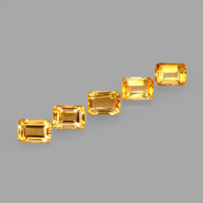 캐럿 천연 골든 옐로우 시트린 보석, 에메랄드 컷, 7×5 mm, VVS-VS