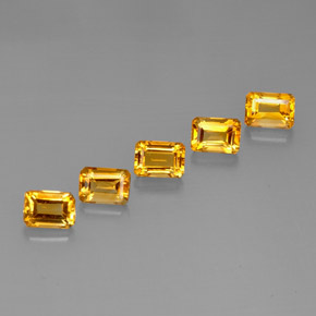 캐럿 천연 골든 옐로우 시트린 보석, 에메랄드 컷, 7×5 mm, VVS-VS