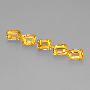 캐럿 천연 골든 옐로우 시트린 보석, 에메랄드 컷, 7×5.1 mm, VVS-VS