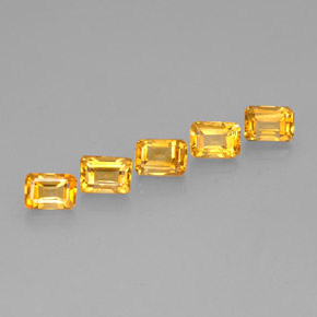 캐럿 천연 골든 옐로우 시트린 보석, 에메랄드 컷, 7×5.1 mm, VVS-VS
