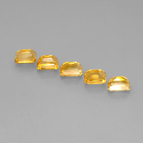 캐럿 천연 골든 옐로우 시트린 보석, 에메랄드 컷, 7×5.1 mm, VVS-VS