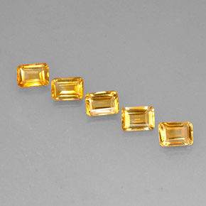 캐럿 천연 골든 옐로우 시트린 보석, 에메랄드 컷, 7×5 mm, VVS-VS