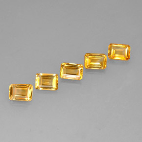 캐럿 천연 골든 옐로우 시트린 보석, 에메랄드 컷, 7×5 mm, VVS-VS