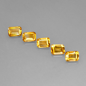 캐럿 천연 골든 옐로우 시트린 보석, 에메랄드 컷, 7×5 mm, VVS-VS