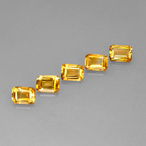캐럿 천연 골든 옐로우 시트린 보석, 에메랄드 컷, 7×5 mm, VVS-VS