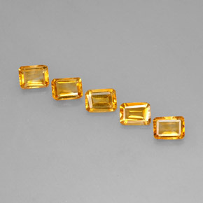 4.64캐럿 천연 골든 옐로우 시트린 보석, 에메랄드 컷, 7.2×5.3 mm, VVS-VS
