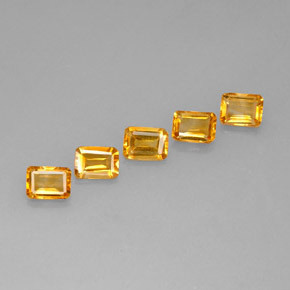 4.64캐럿 천연 골든 옐로우 시트린 보석, 에메랄드 컷, 7.2×5.3 mm, VVS-VS