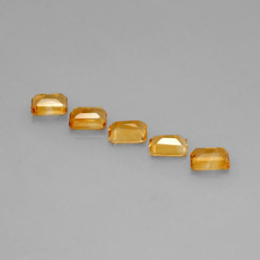 4.64캐럿 천연 골든 옐로우 시트린 보석, 에메랄드 컷, 7.2×5.3 mm, VVS-VS